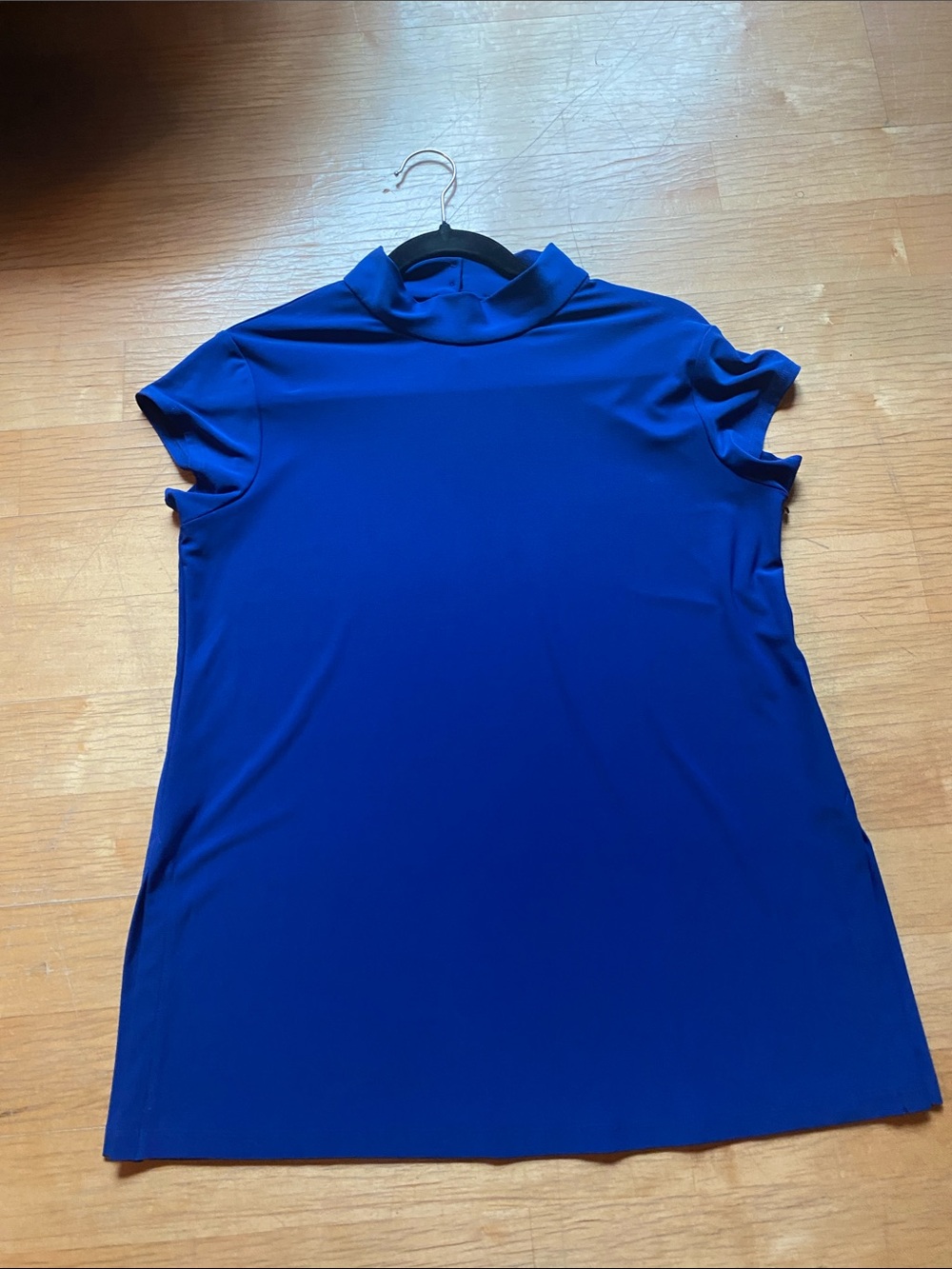 Sympli Royal Blue Short Sleeve Mock Neck Top